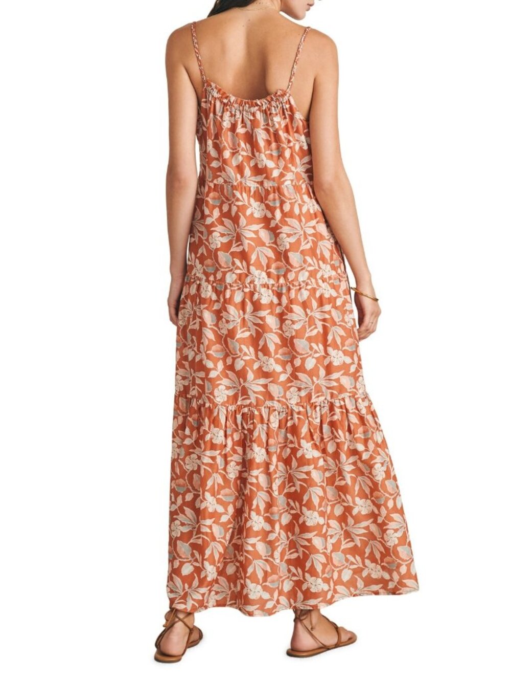 Faherty Sun Chaser Women's Cotton & Silk Maxi Summer Dress Ginger Floral Size XS - Picture 2 of 4